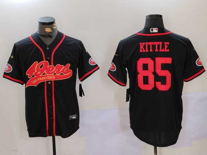 Men%27s San Francisco 49ers #85 George Kittle Black With Patch Cool Base Stitched Baseball Jerseys